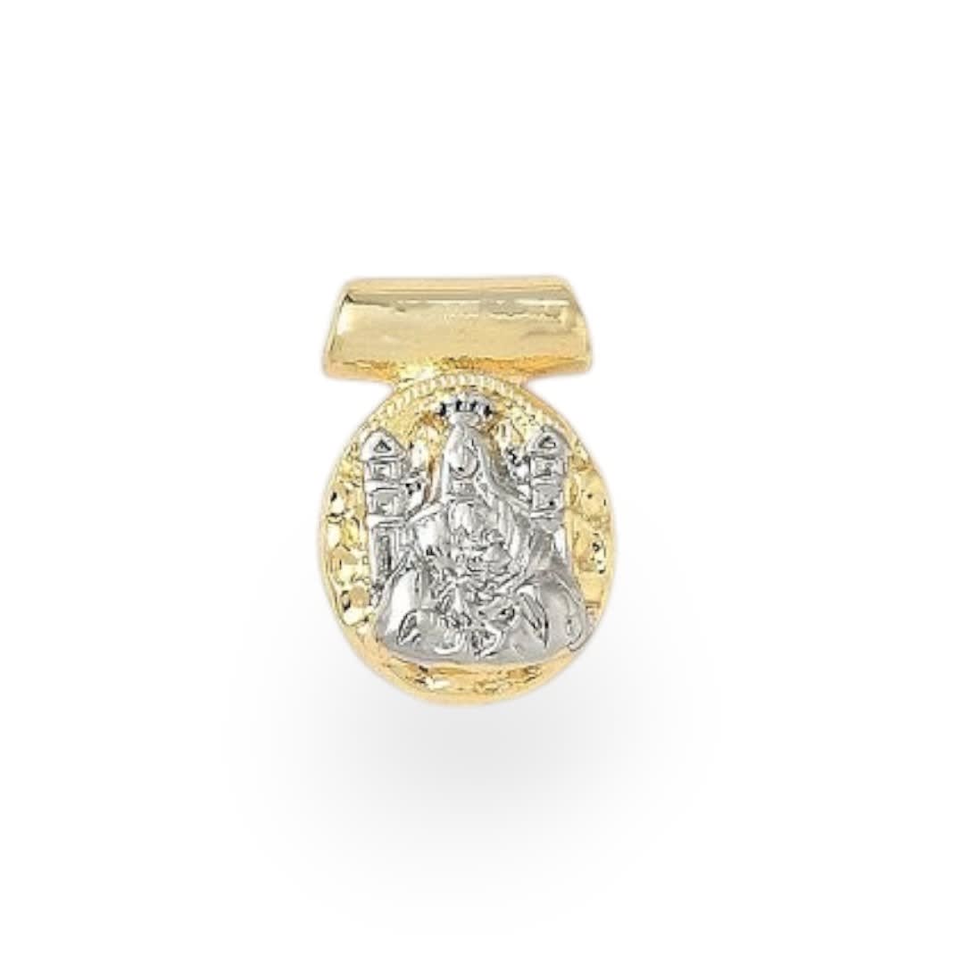 Dije pasador escapulario religioso 14x9.5 mm baño oro / unidad10