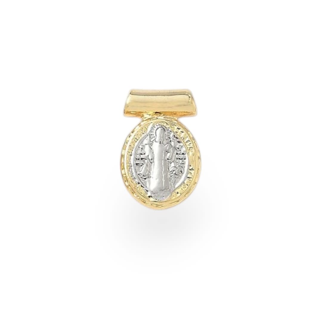 Dije pasador escapulario religioso 14x9.5 mm baño oro / unidad9