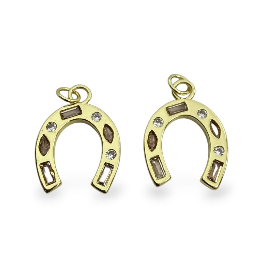 Dije colgante herradura 16x29 mm zircón baño de oro / unidad1