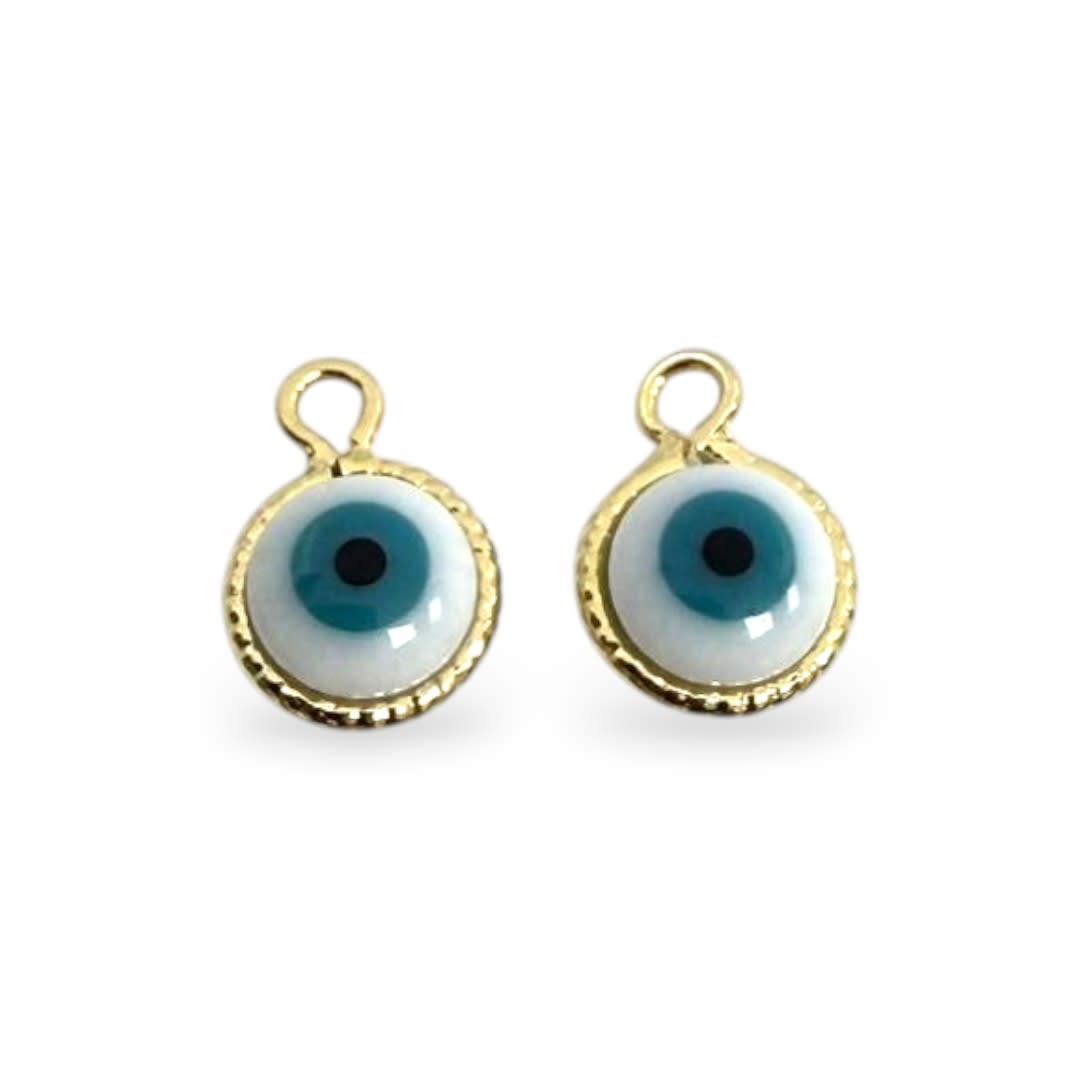 Dije colgante ojo turco 6 mm protección esmaltado baño de oro / unidad1