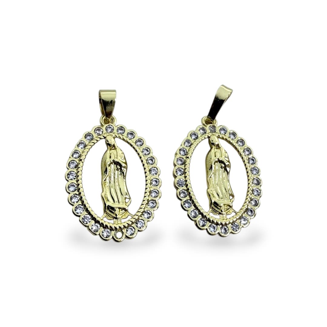 Dije colgante virgen guadalupe 15x22 mm zircón baño oro / unidad1