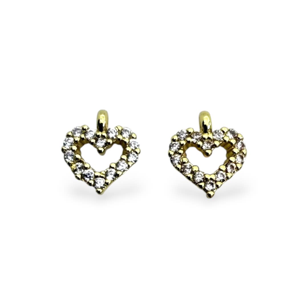 Dije colgante mini corazón silueta 8x9 mm zircón baño de oro / unidad1