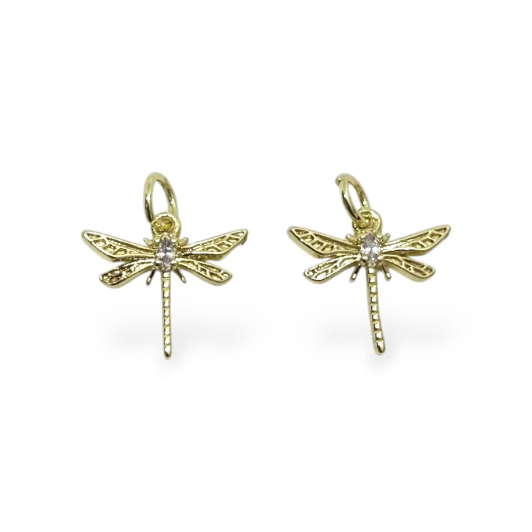 Dije colgante libélula 14 mm baño de oro / unidad1
