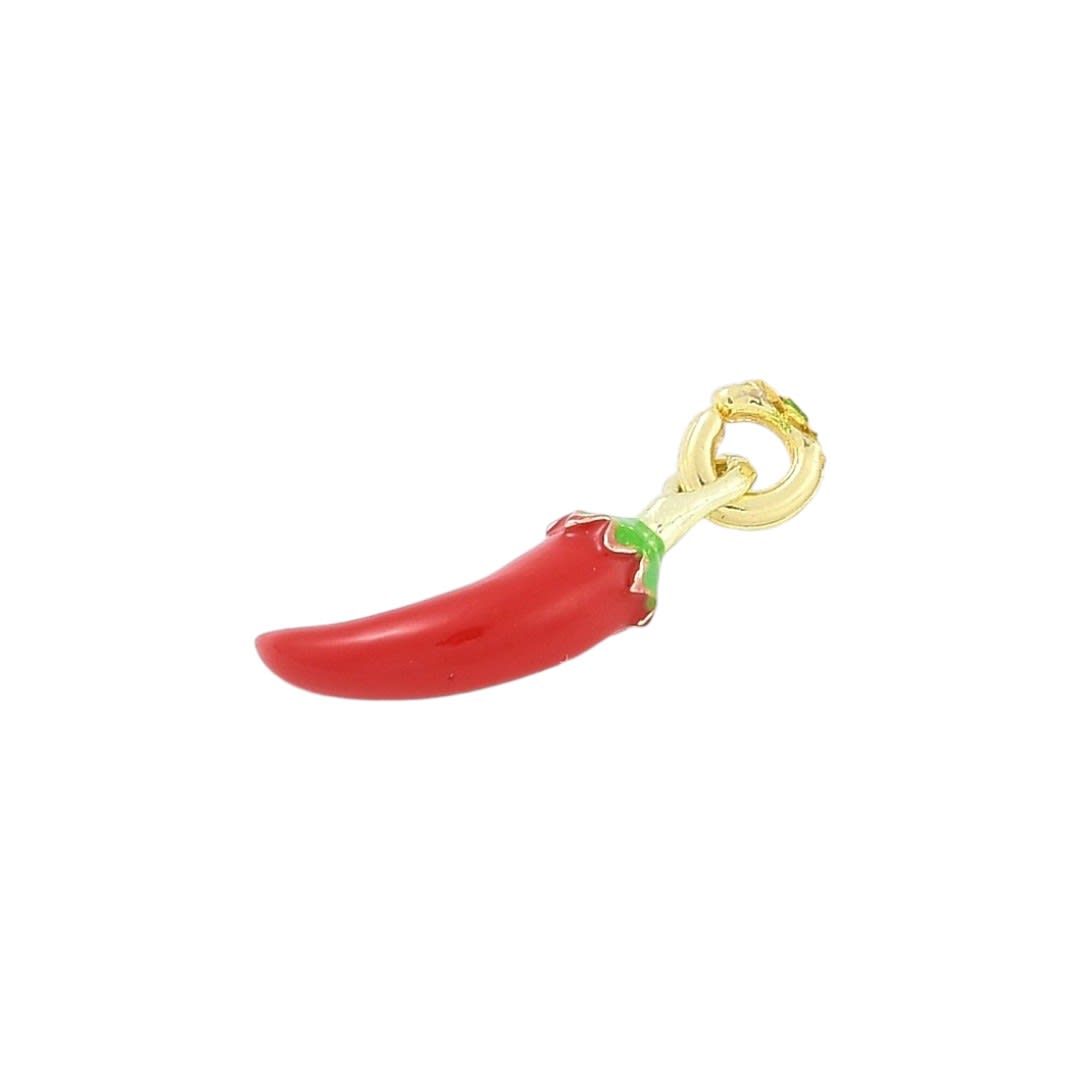 Dije Colgante ají rojo chile 20 mm amuleto baño oro / unidad2