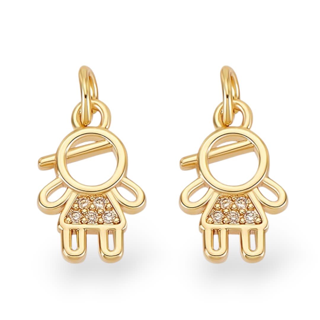 Dije colgante niña niño zircón 14 mm baño de oro / unidad3