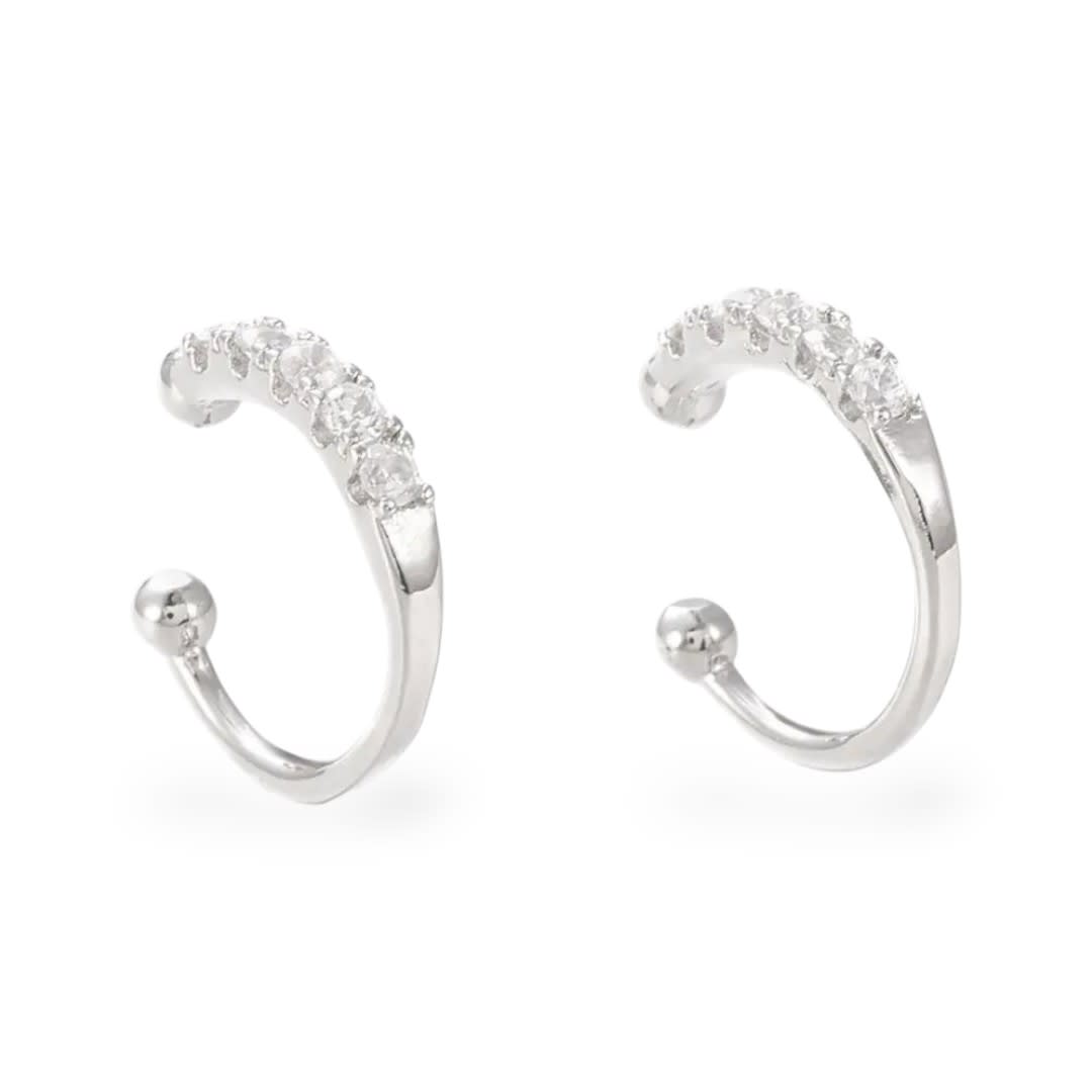 Ear cuff aros solitarios zircón dorado plateado / unidad2