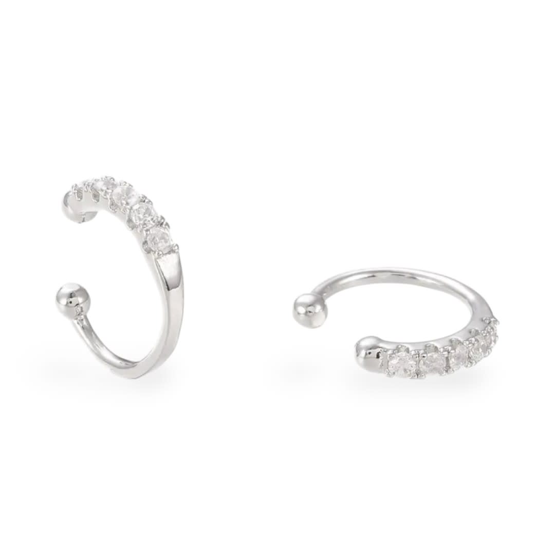 Ear cuff aros solitarios zircón dorado plateado / unidad4