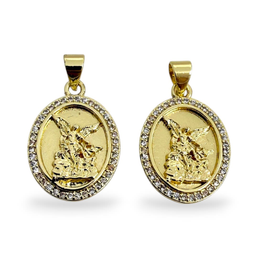 Dije medalla san miguel arcángel 15x23 mm baño de oro / unidad1
