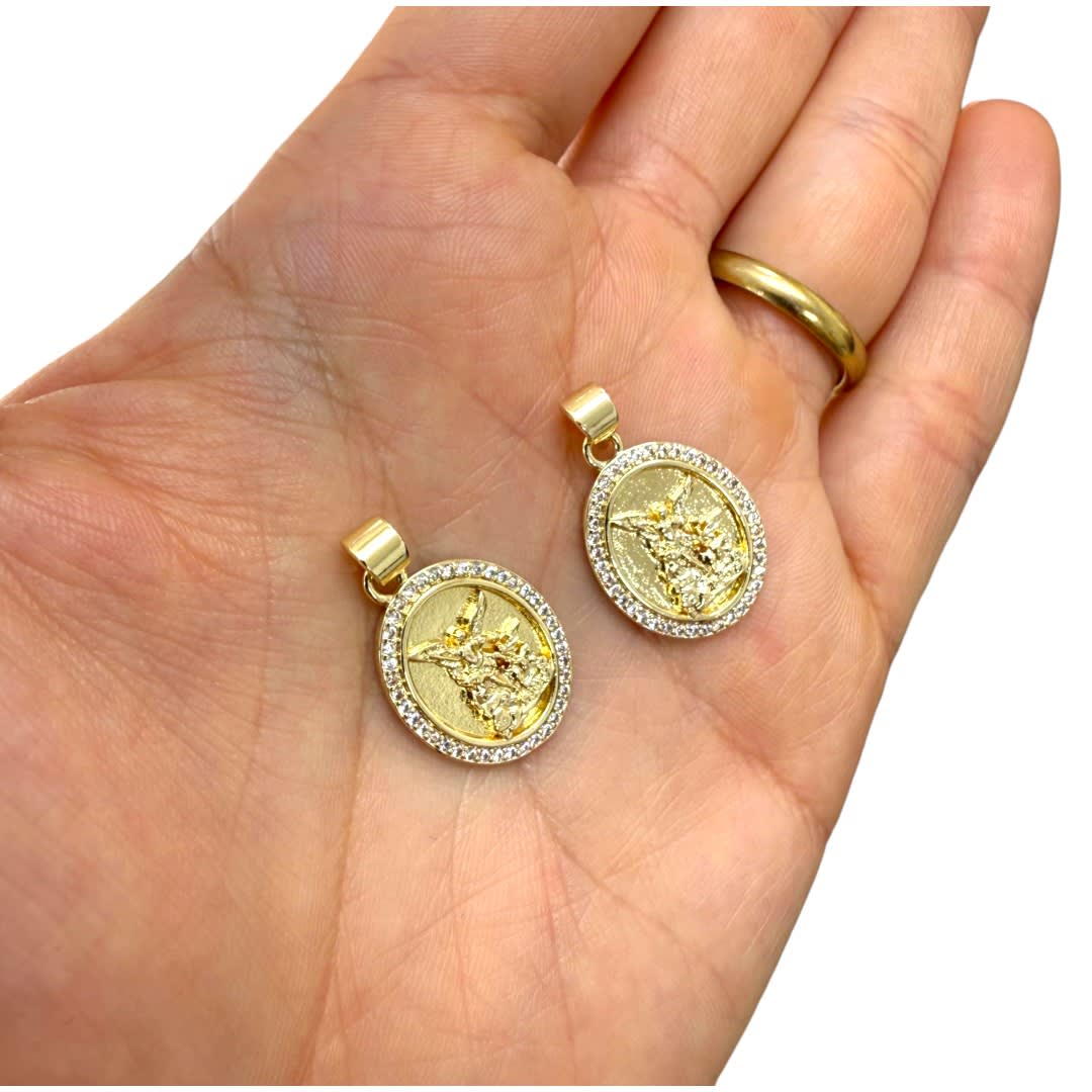 Dije medalla san miguel arcángel 15x23 mm baño de oro / unidad2