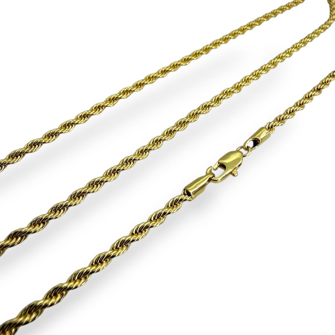 Cadena armada tourbillón larga gruesa 3 mm baño de oro / unidad1