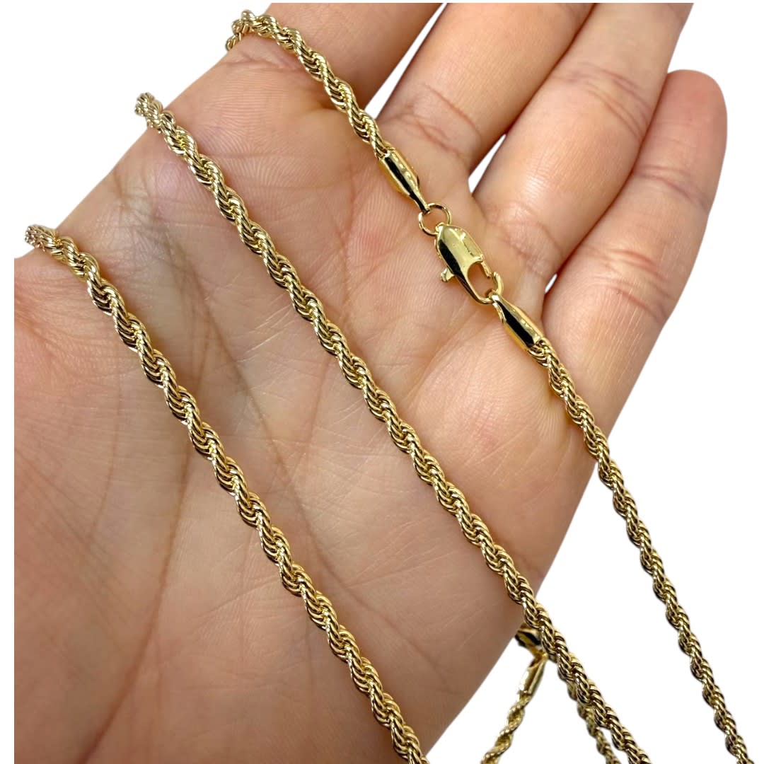 Cadena armada tourbillón larga gruesa 3 mm baño de oro / unidad2