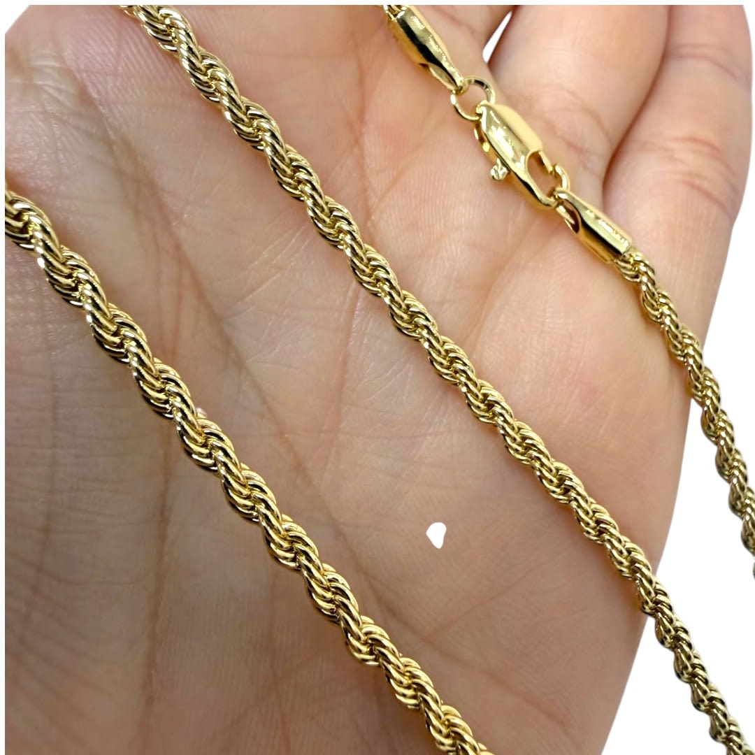 Cadena armada tourbillón larga gruesa 3 mm baño de oro / unidad3