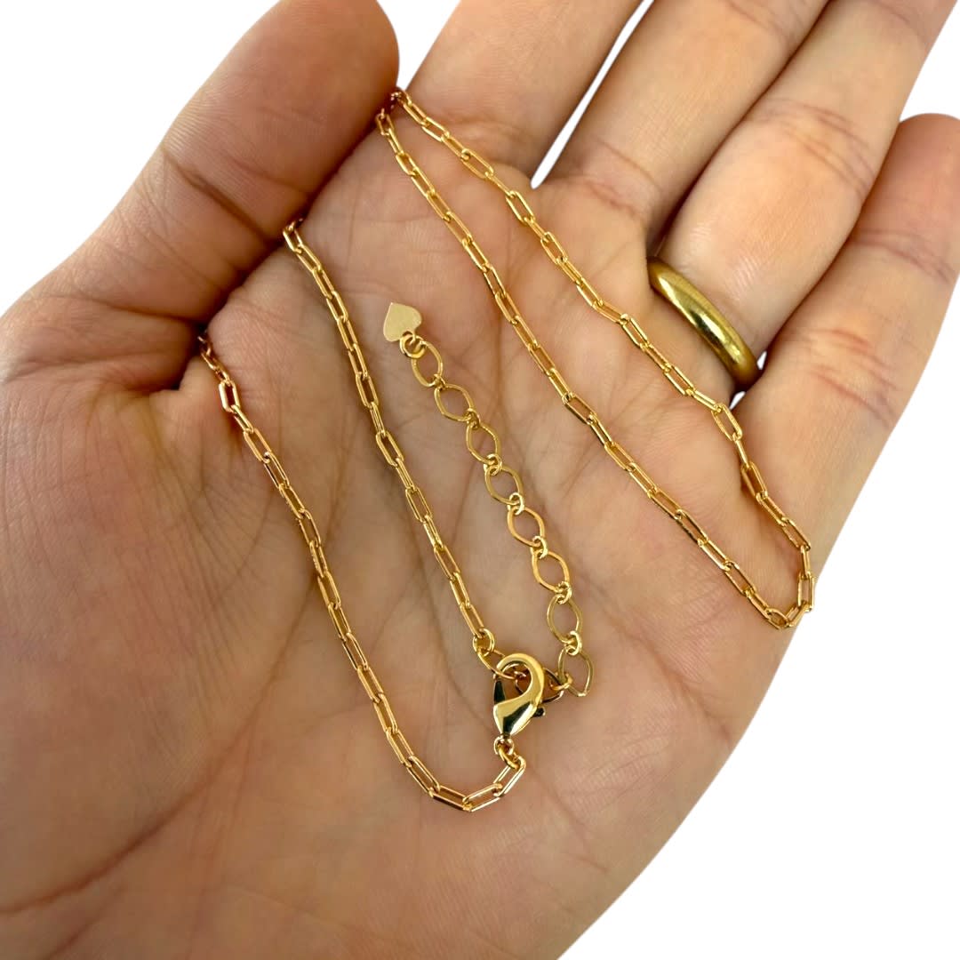 Cadena armada mini clip 4x2 mm con extensión baño oro / unidad2