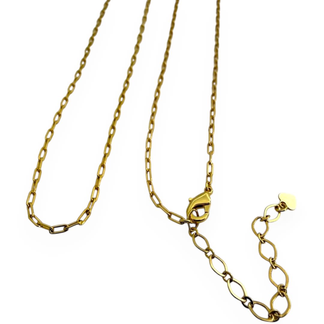 Cadena armada mini clip 4x2 mm con extensión baño oro / unidad3