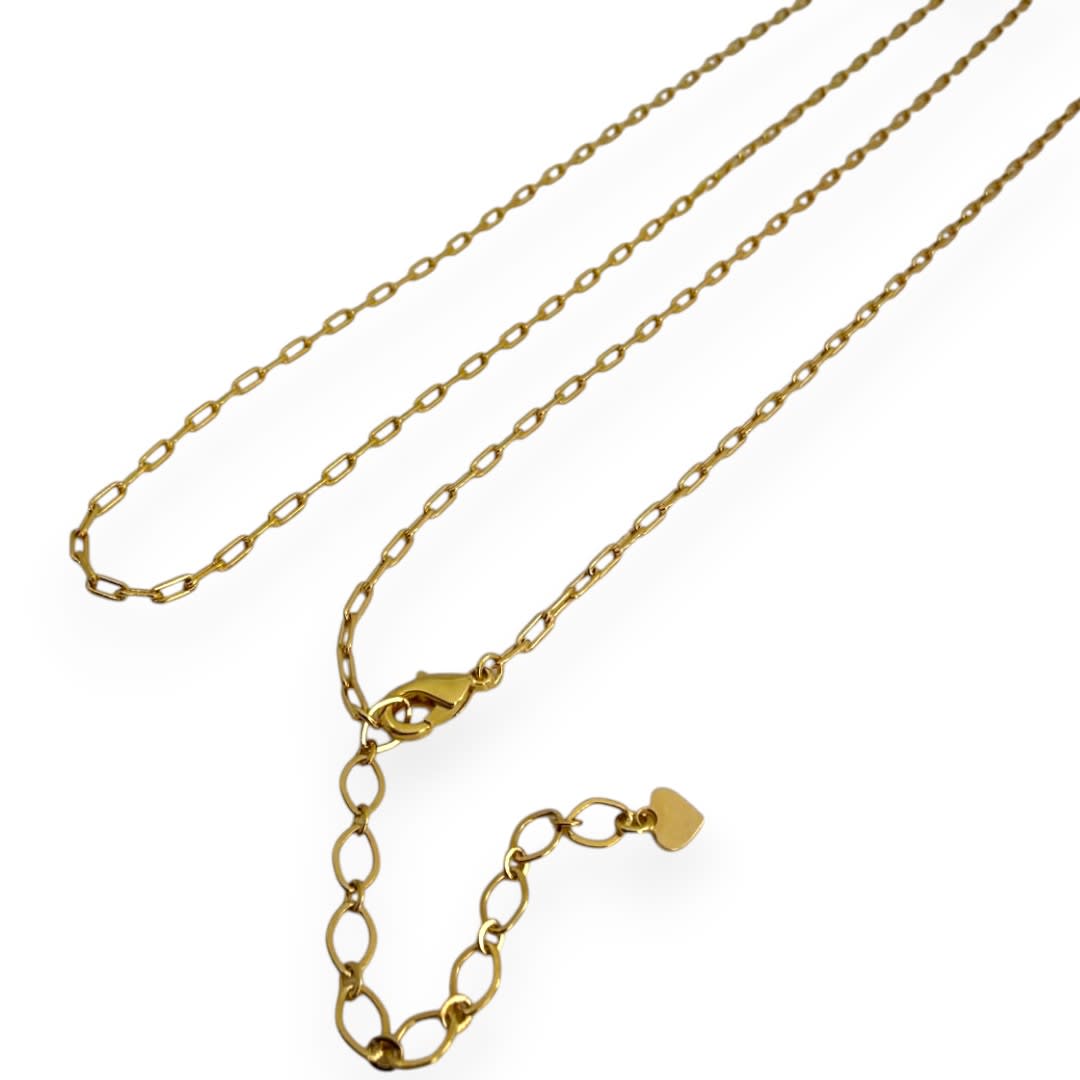 Cadena armada mini clip 4x2 mm con extensión baño oro / unidad1