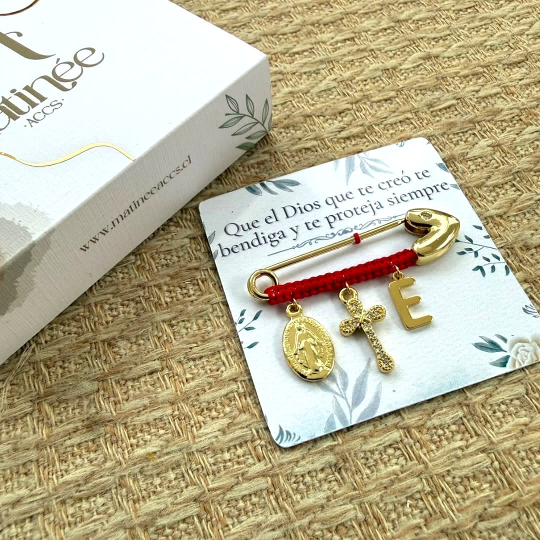 Broche de seguridad alpita tejido rojo virgen inicial / unidad3
