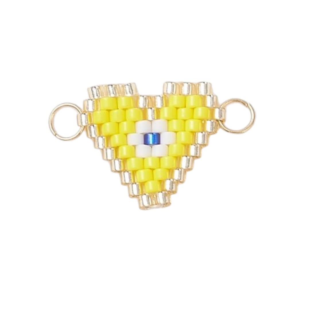 Dije conector corazón ojo turco mostacilla 13.5 mm baño oro / unidad6