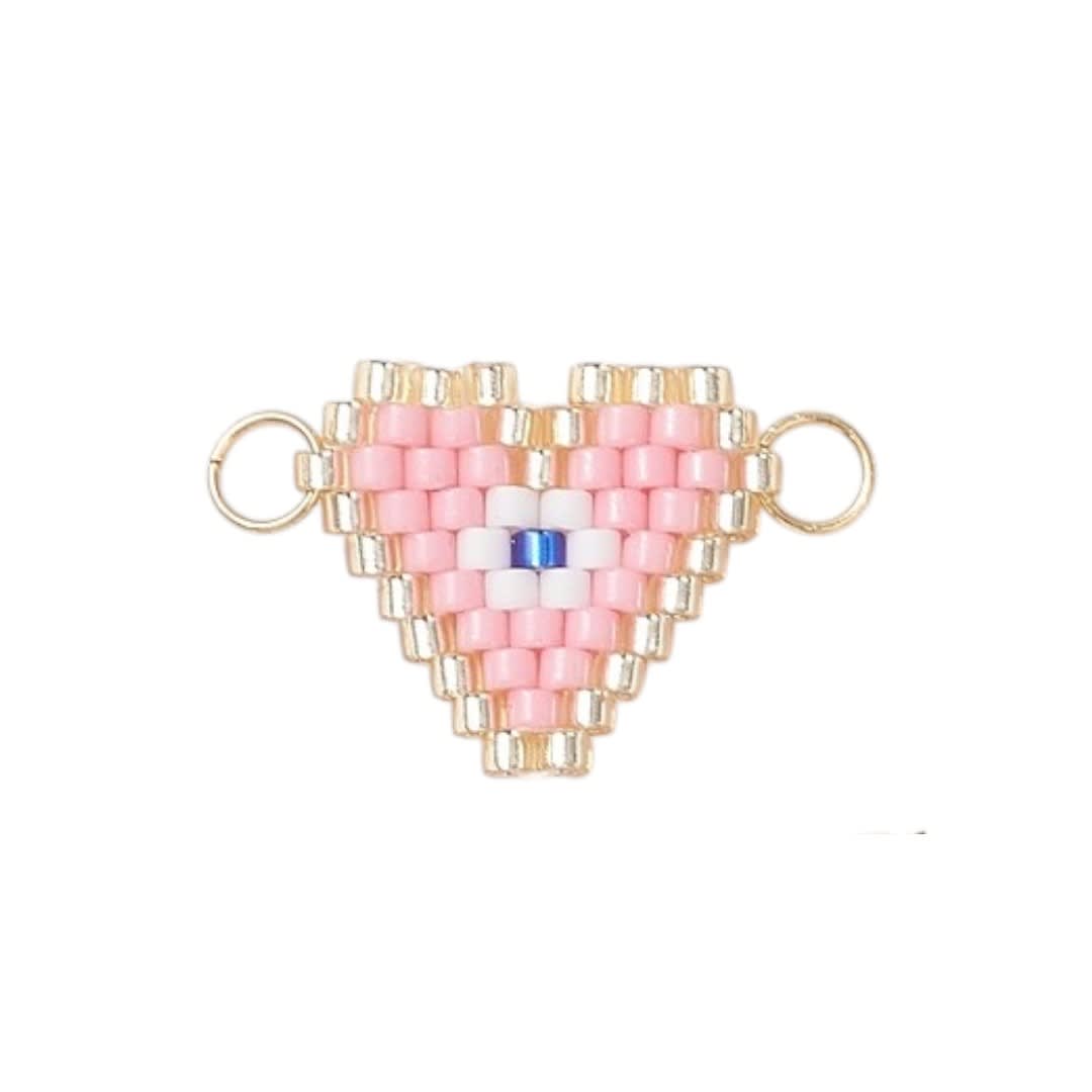Dije conector corazón ojo turco mostacilla 13.5 mm baño oro / unidad5