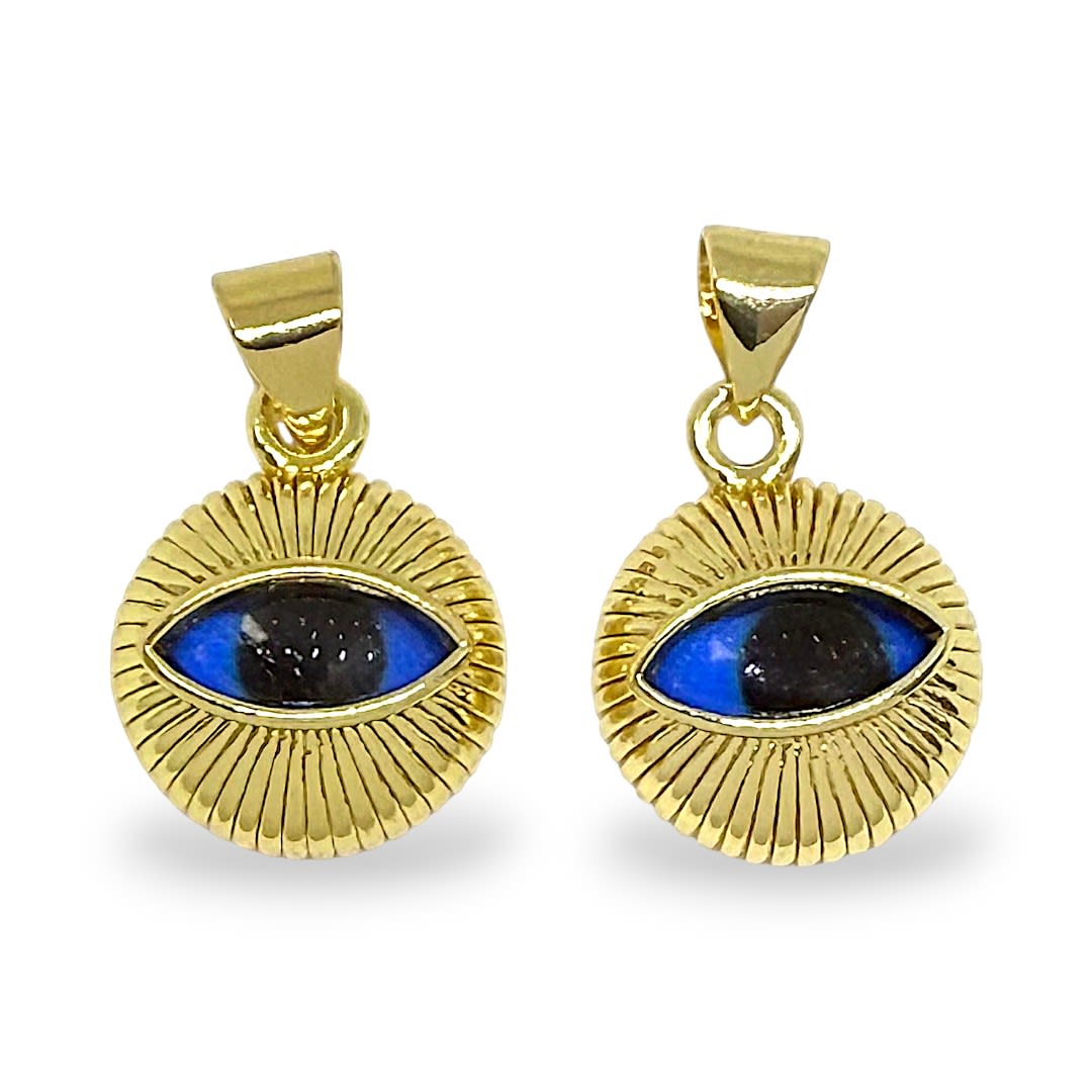 Dije colgante vidrio ojo turco baño oro 12 mm / unidad4