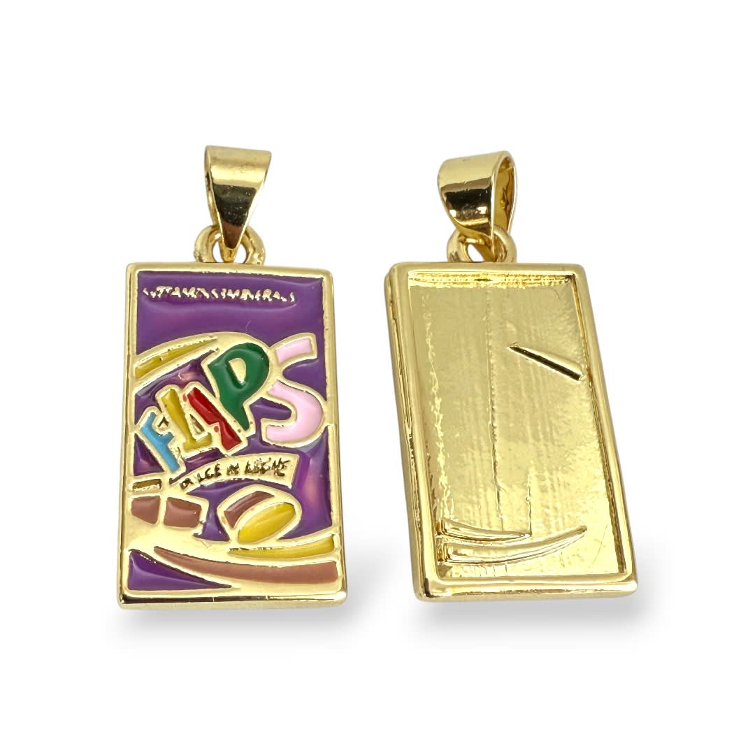 Dije colgante esmaltado Flips Venezolano 18x11 mm baño de oro / unidad2