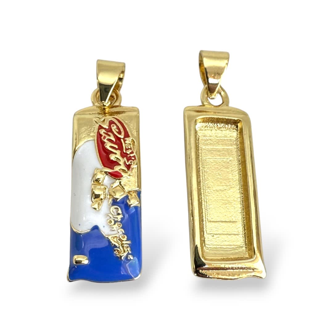 Dije colgante esmaltado chocolate savoy Venezolano 20x8 mm baño de oro / unidad2