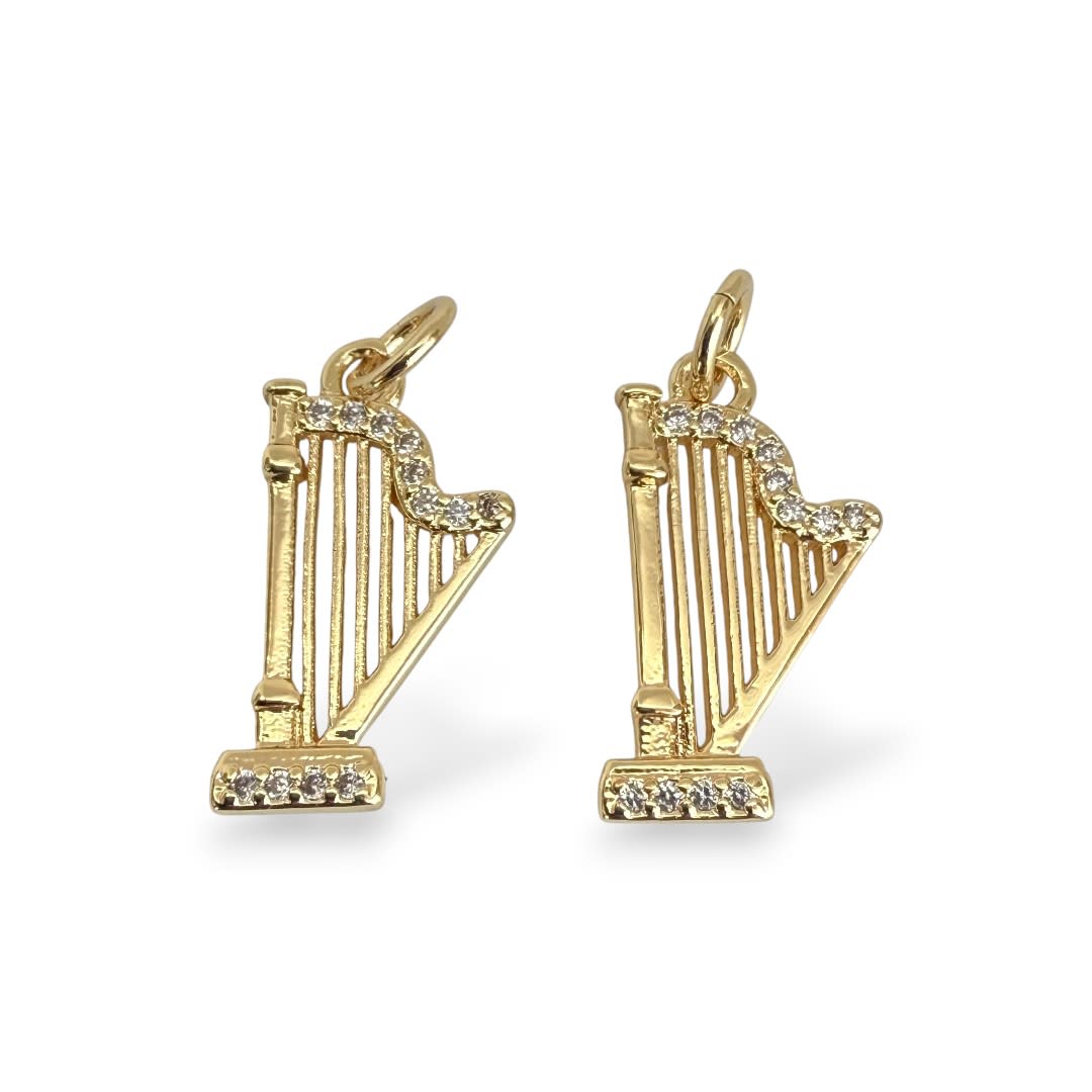 Dije colgante arpa Venezuela 15x10 mm baño de oro / unidad1