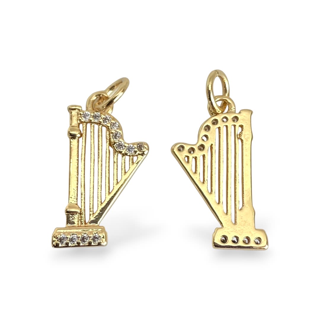 Dije colgante arpa Venezuela 15x10 mm baño de oro / unidad2