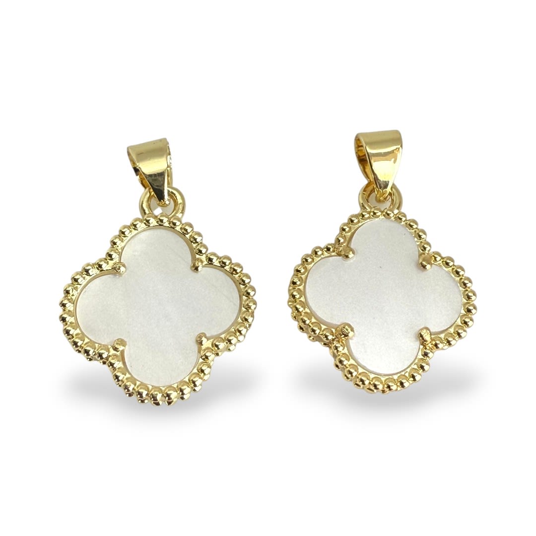 Dije colgante trébol cuatro hojas 16 mm baño de oro / unidad2