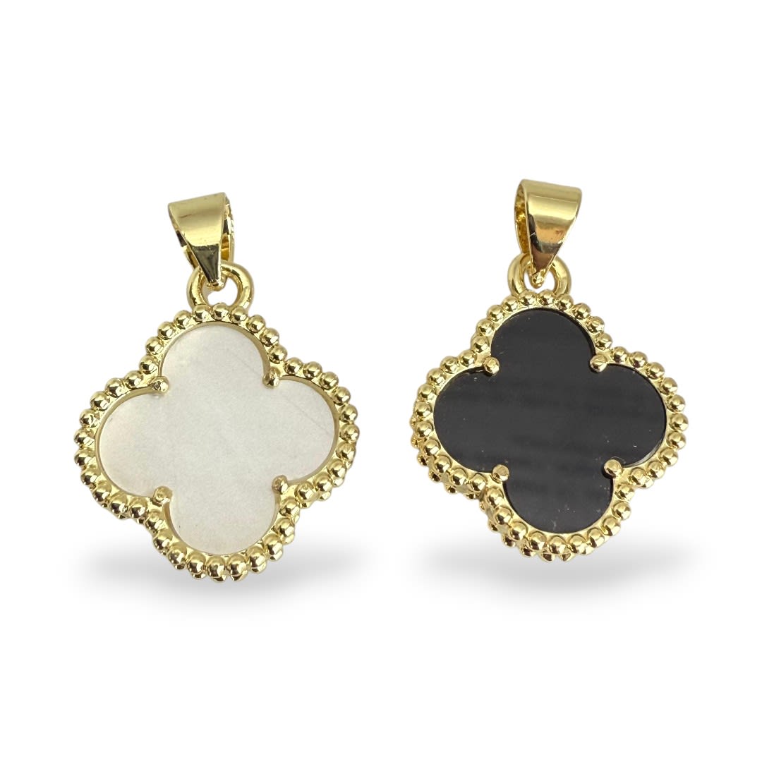 Dije colgante trébol cuatro hojas 16 mm baño de oro / unidad1