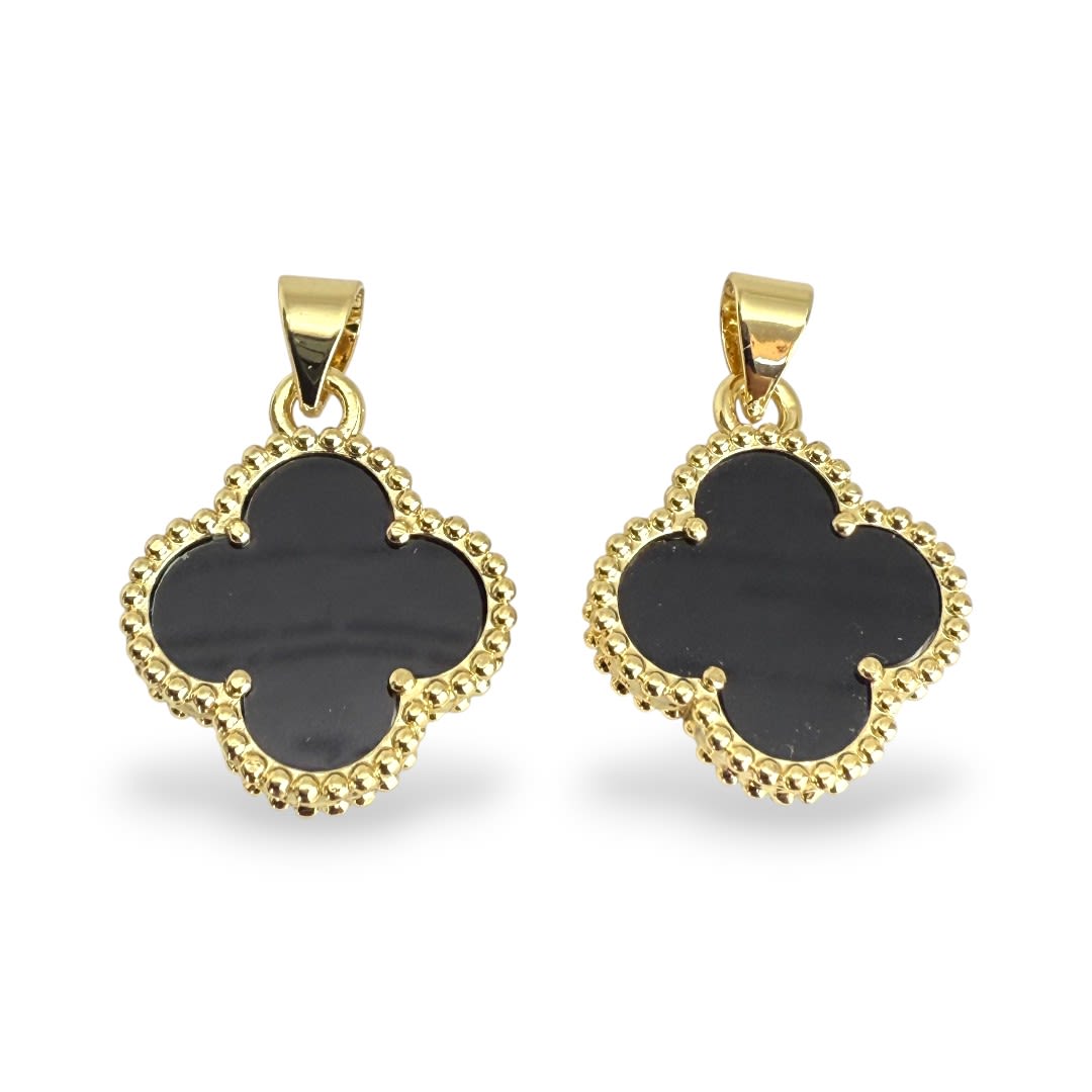 Dije colgante trébol cuatro hojas 16 mm baño de oro / unidad3