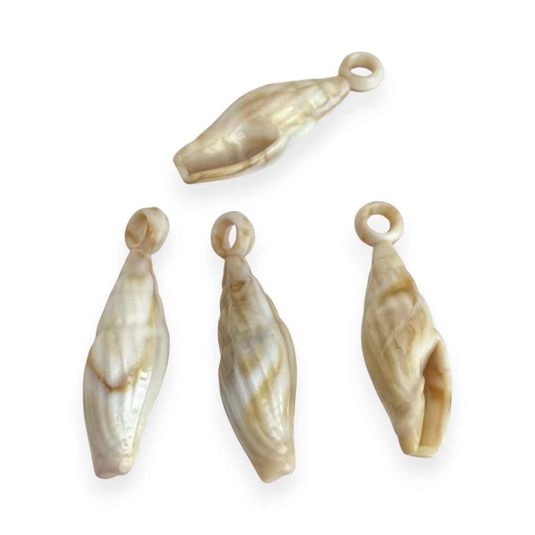 Dije pasador concha de mar caracol alargado acrílico / unidad1