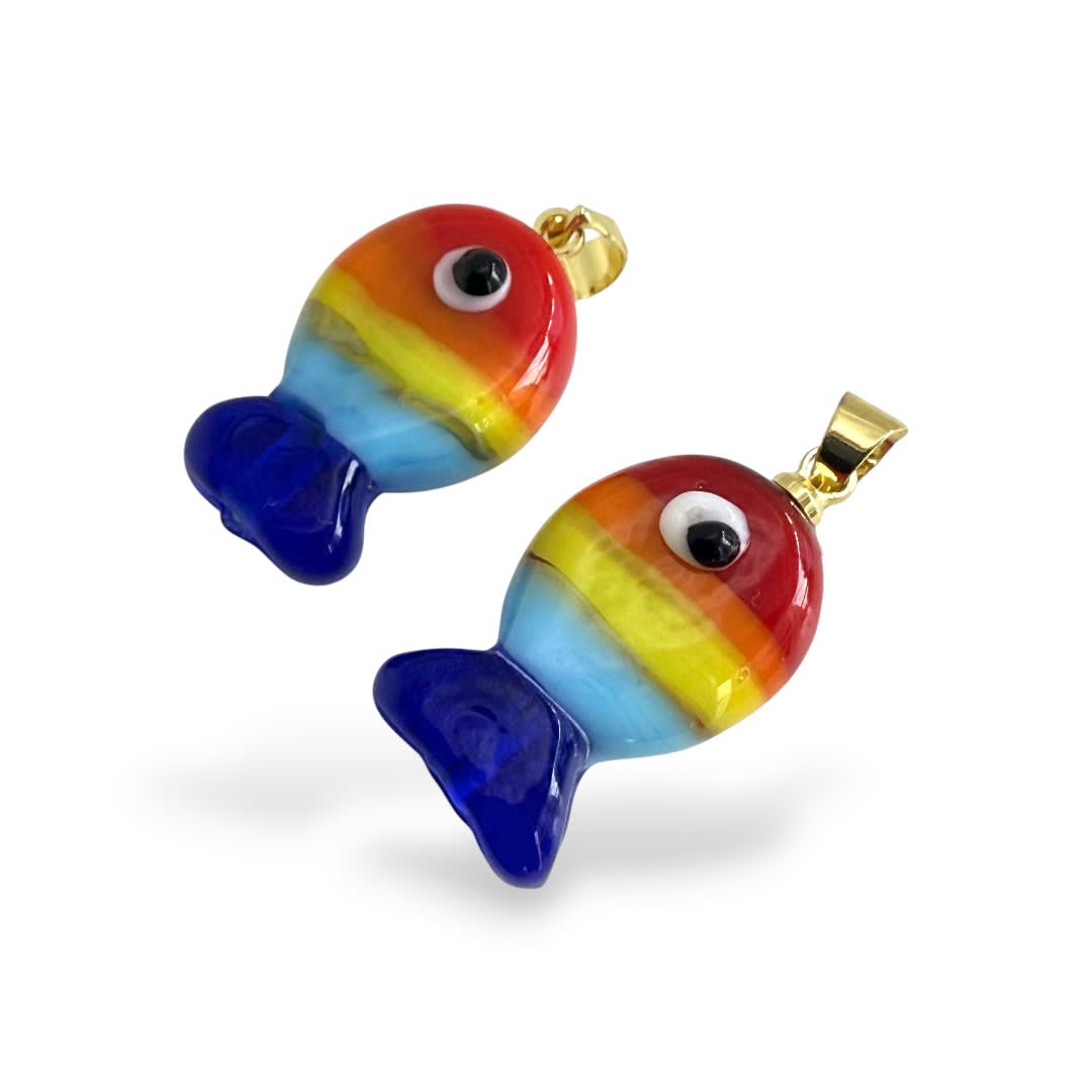 Dije colgante pez pescado multicolor 20x13 mm murano / unidad1