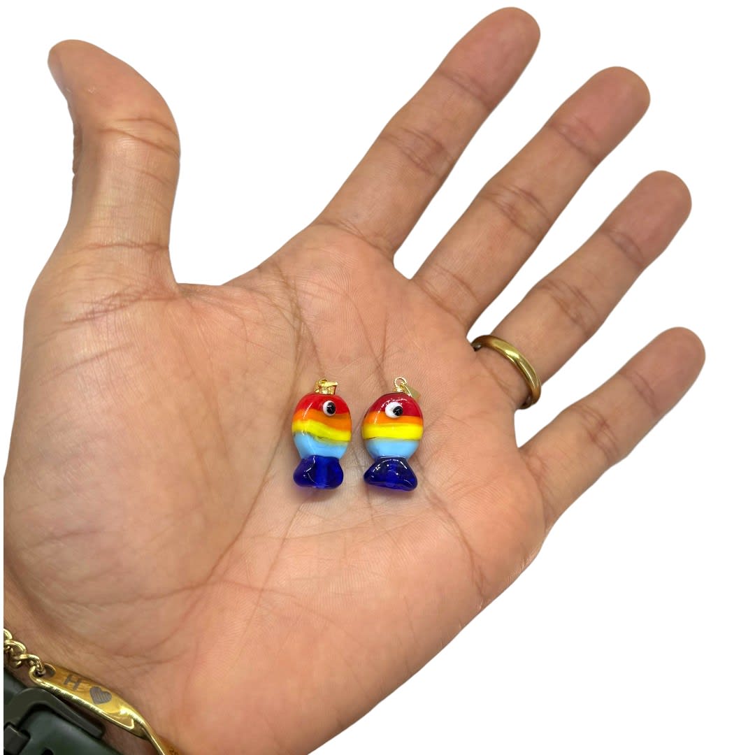 Dije colgante pez pescado multicolor 20x13 mm murano / unidad2