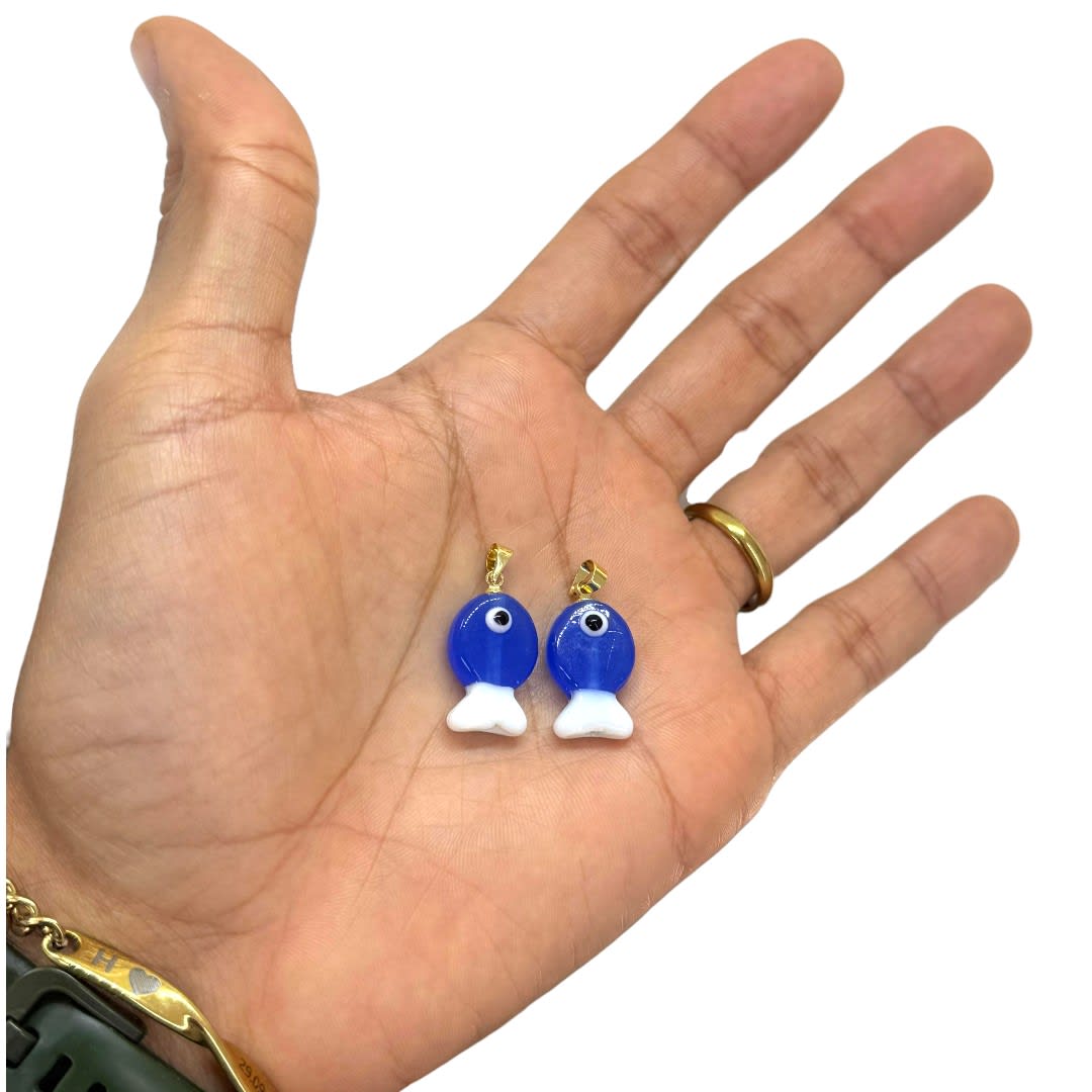 Dije colgante pez pescado azul 20x13 mm murano / unidad2