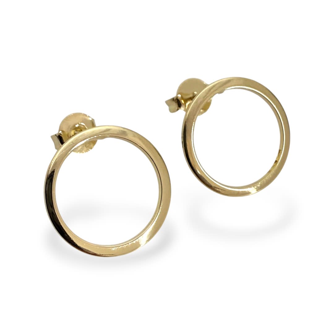 Base de aros círculo para recamar 15 mm baño de oro / par1