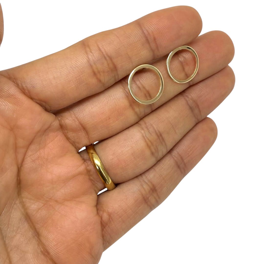 Base de aros círculo para recamar 15 mm baño de oro / par2