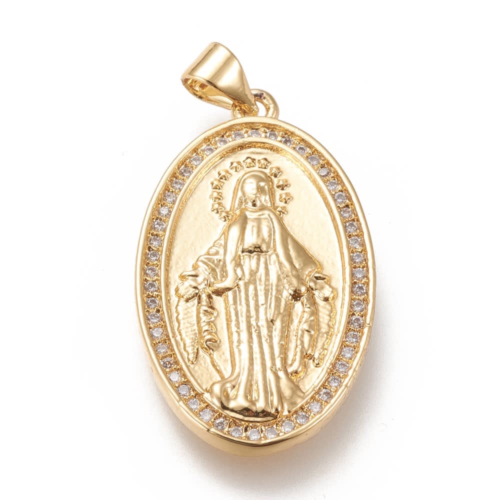 Maxi dije colgante Milagrosa 31 mm zircón baño de oro / unidad1