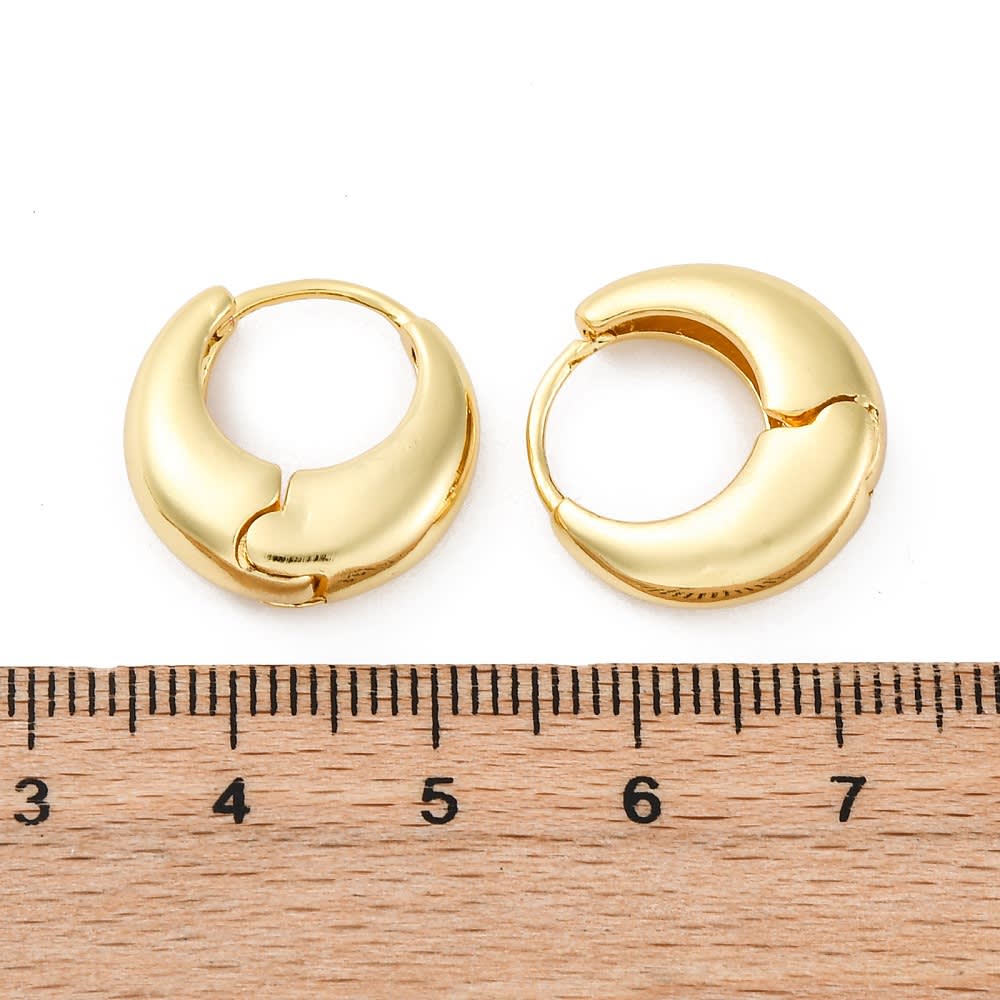 Aros argollas aretes bote chunky liso 18 mm baño oro / unidad1