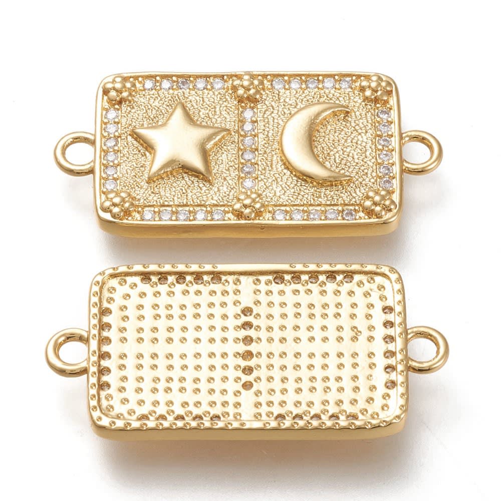 Dije conector luna estrella 31.5 mm baño oro / unidad2