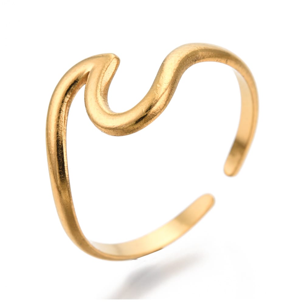 Anillo ajustable ola de mar sea wave acero dorado / unidad2