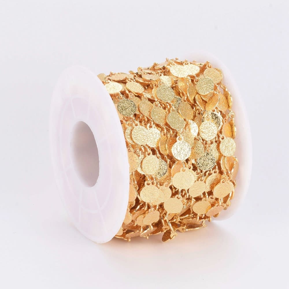 Cadena con círculos textura conector baño de oro / metro2