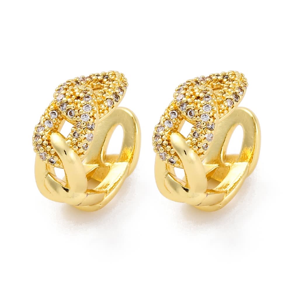 Ear cuff aros solitarios eslabones elegante 17 mm baño oro / unidad1