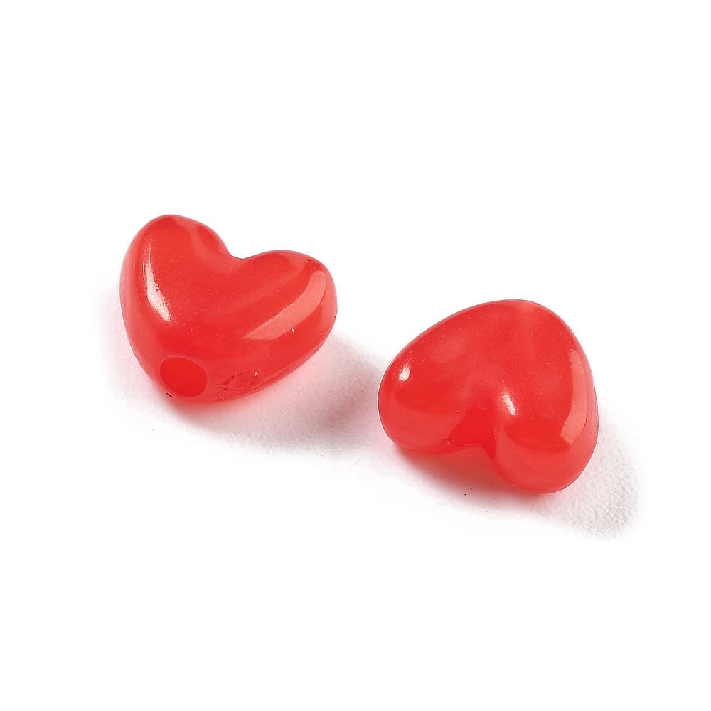 Dije Pasador corazón 8 mm rojo plástico / unidad1