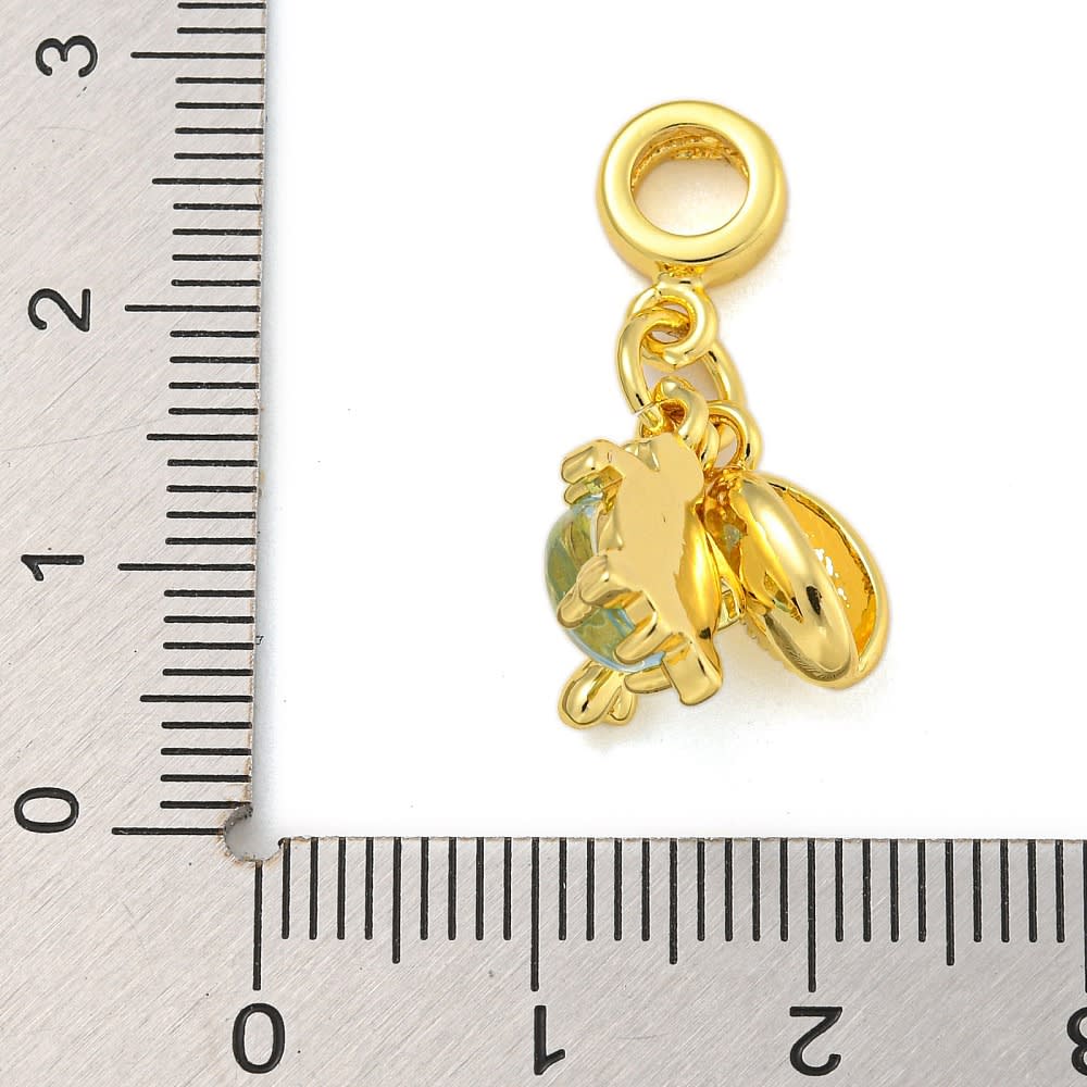 Colgante europeo charm concha cauri tortuga pez baño oro / unidad3