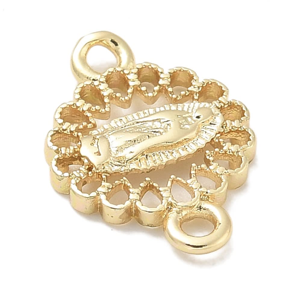 Dije conector virgen guadalupe 14 mm baño oro / unidad2