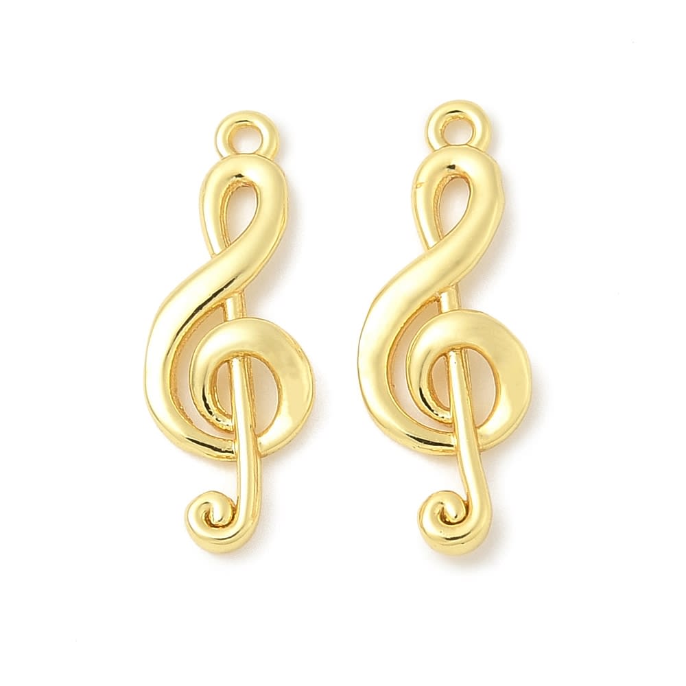 Dije colgante nota musical 17 mm baño oro / unidad2