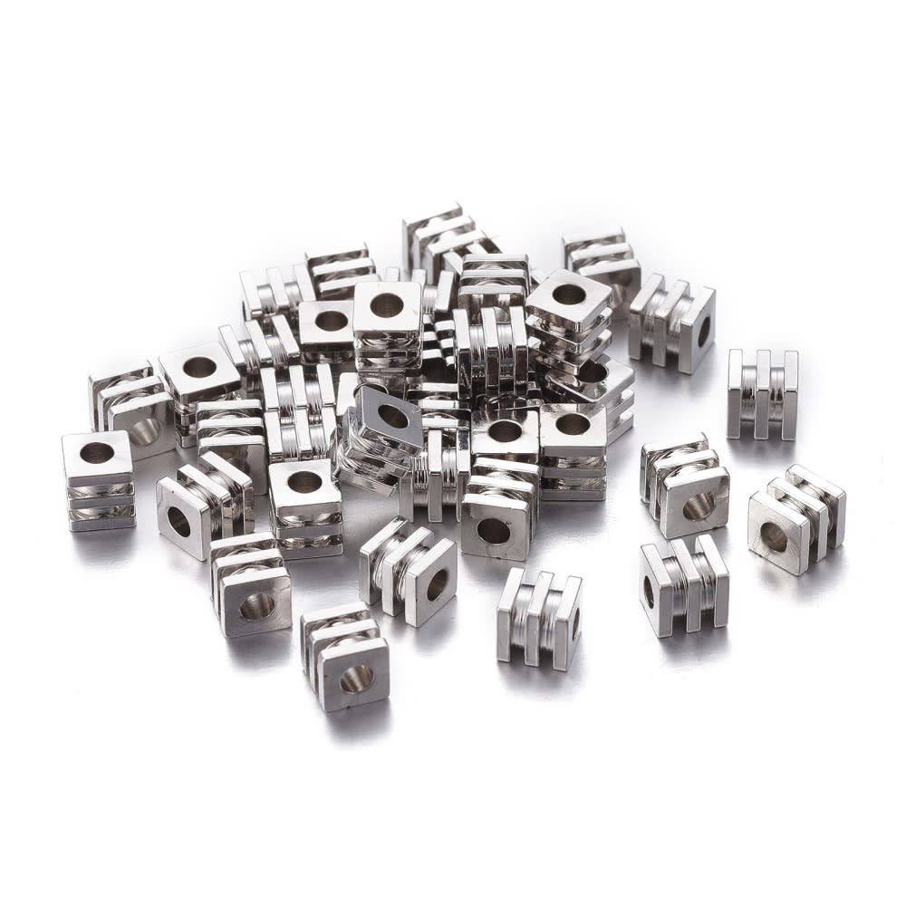 Separador cubo ranura 4 mm baño oro platino / 10 uds2
