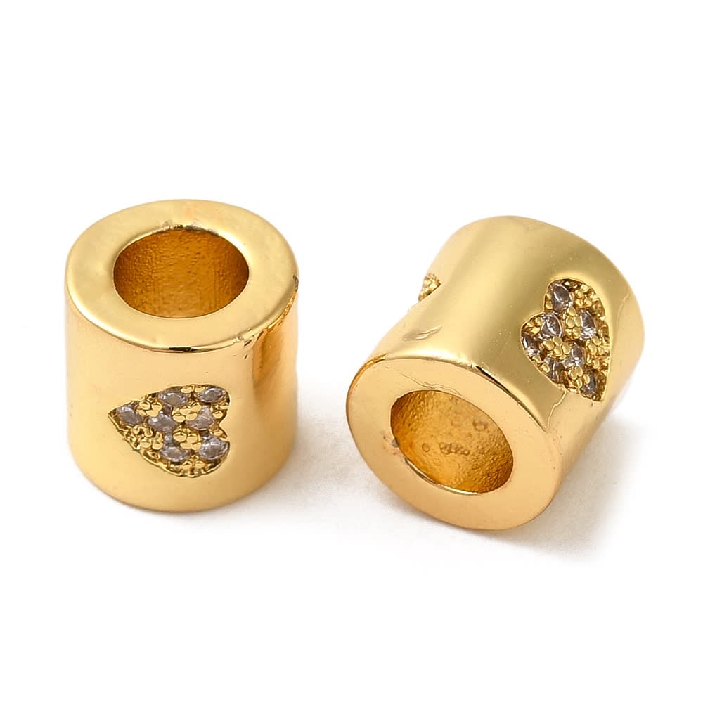 Cuenta pasador estilo europeo corazón zircón baño de oro / unidad2