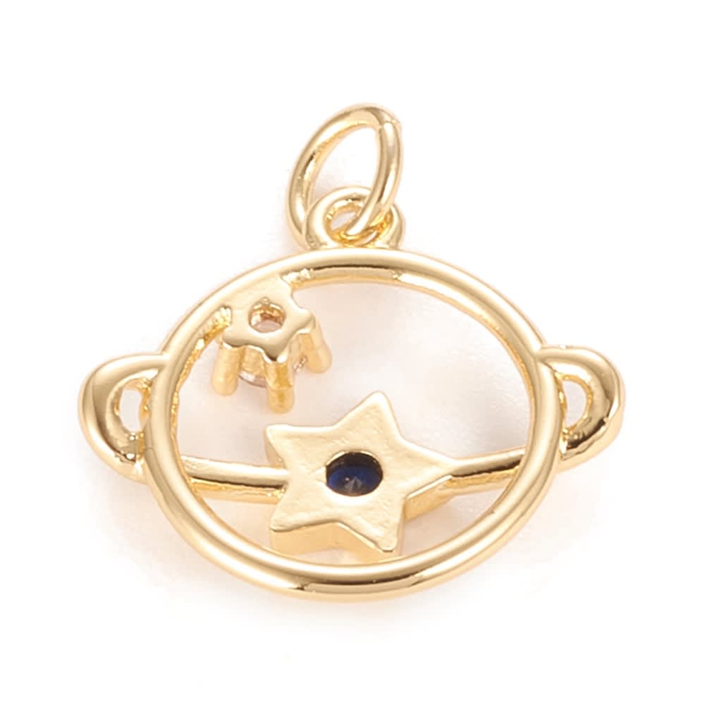 Dije colgante planeta saturno baño de oro zircón / unidad2