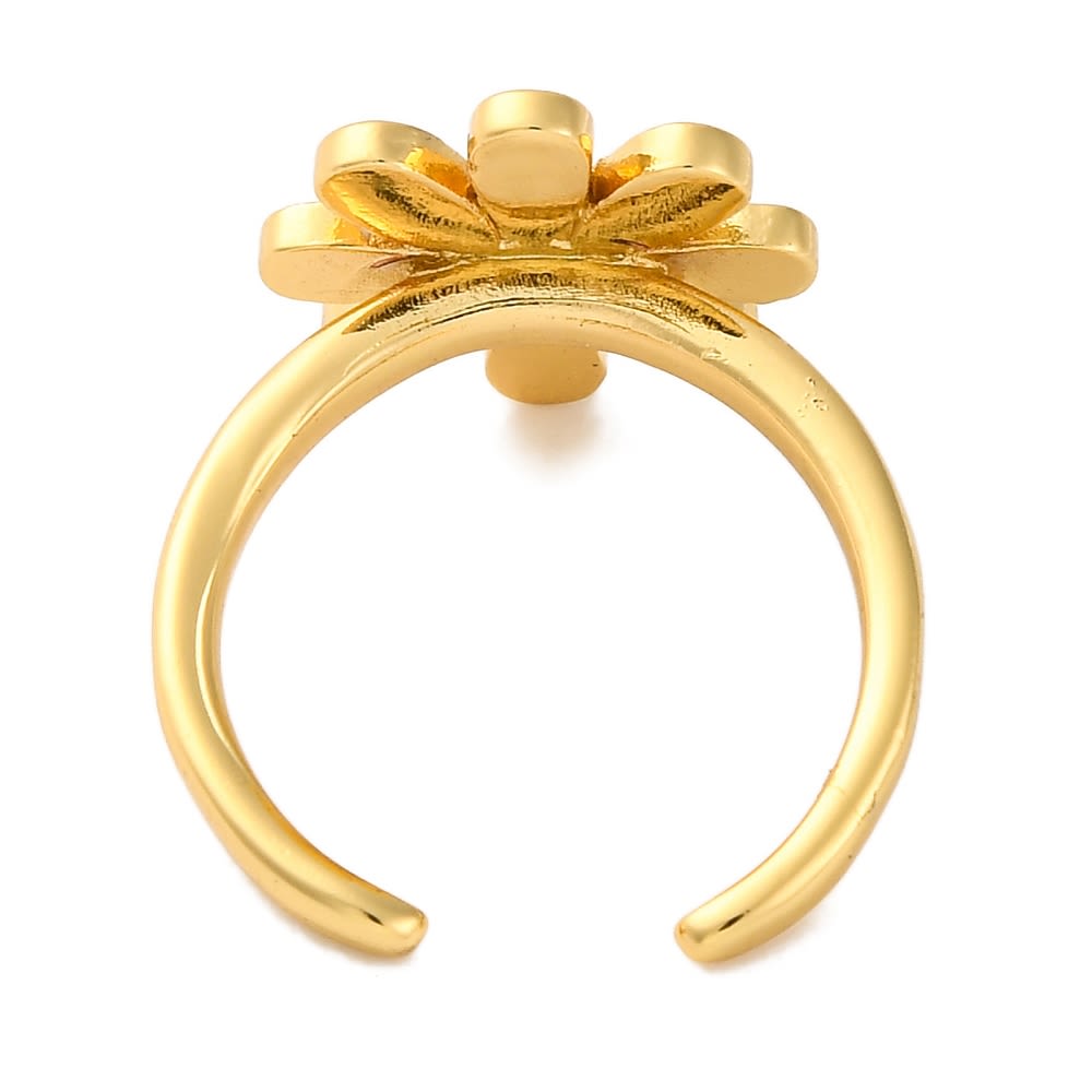 Anillo ajustable margarita blanca baño de oro / unidad3